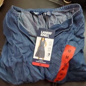 Lands' End Denim Blue Tiered Midi Dress